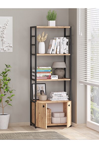 EGEMEV EGEM EV Kitaplık 5 Raflı Çok Amaçlı Dosya Kitap Rafı Ofis Salon Rafı 140 CM 2 KAPAKLI