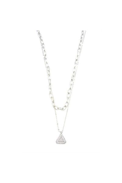 SepetBudur Multiple Triangle Necklace - Silver