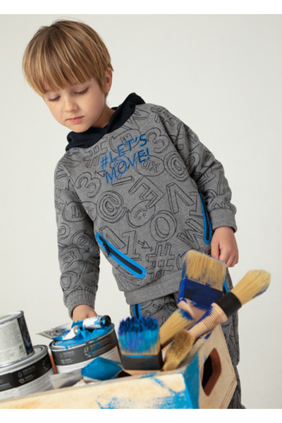 MAYORAL 3-9 Years Old Boy's Hooded Sweatshirt Gray