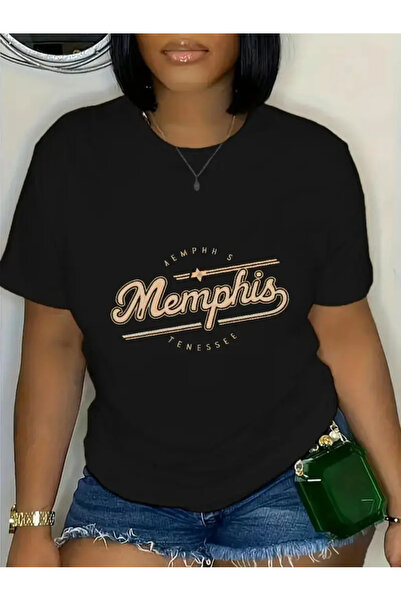 Aether تي شيرت مطبوع بأكمام قصيرة ومقاس كبير ممتاز