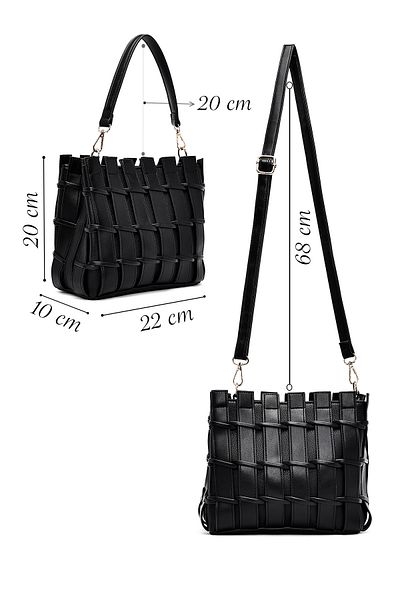 Derimod Women's Black Long Strap Knitted Shoulder Bag 25Sbd263129