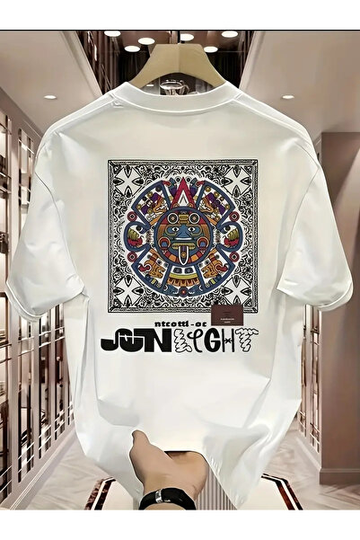 Aether تي شيرت مطبوع بأكمام قصيرة ومقاس كبير ممتاز