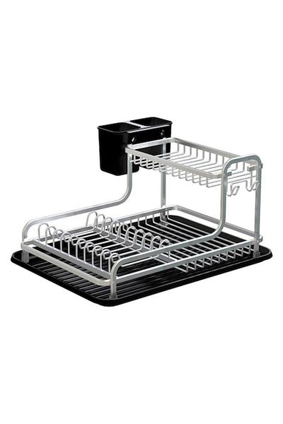 OEM Set 2 x Suport Vase, din Aluminiu si Plastic, cu Tava si Suport Tacamuri, 43 x 36 x 22.50 cm, Grunbe