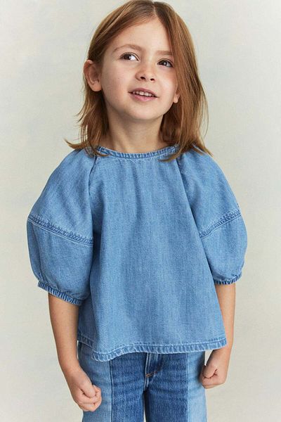 H&M Flared denim blouse