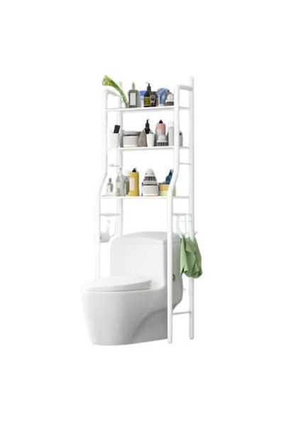 OEM Etajera pentru baie MS STAR din metal, pentru vasul de toaleta, 3 polite, 47x25x160 cm, Alb