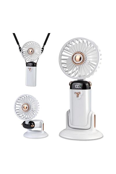 YunDaMei Ventilator de birou portabil cu design pliabil, încărcare rapidă USB, 5 viteze reglabile, baterie încorporată, LE