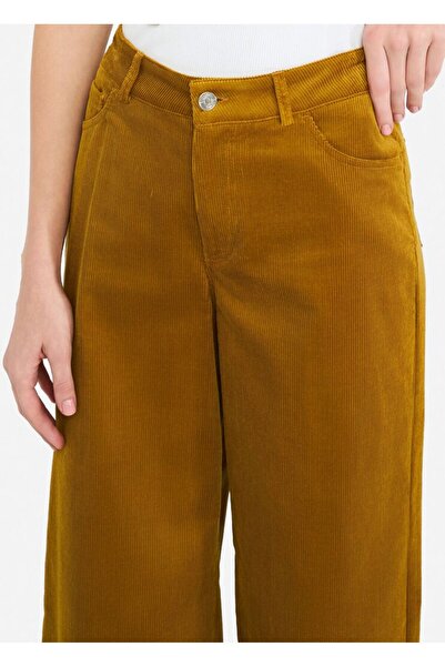 Liu Jo Women's High Waist Comfortable Fit Wide Leg Yellow Trousers Mf5274T192A-X0734