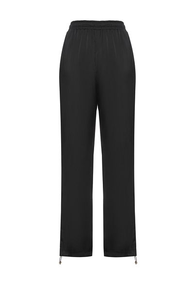 Liu Jo Women's Elastic Waist and Leg Pleated Regular Fit Black Trousers Tf5192T004A-22222