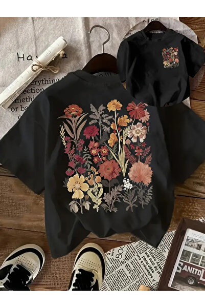 l'eivor Tricou din bumbac pentru femei cu imprimeu floral pe spate