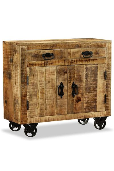 vidaxl Sideboard with 2 Drawers and 1 Cabinet Rough Mango Wood