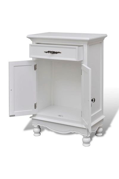 vidaxl Wooden Cabinet with 2 Doors 1 Drawer White