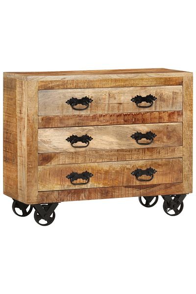 vidaxl Sideboard with 3 Drawers 80x30x65 cm Solid Rough Wood Mango