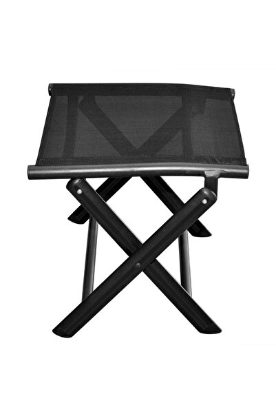 vidaxl Folding Footstool Black Aluminium and Textilene