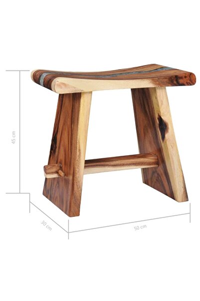 vidaxl Stool Solid Suar Wood and Polyresin