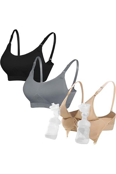 Yelajoy 4HOW Pumping Bra Hands Free Nursing Pumping Bra All in One Wireless Padded Maternity Bralette for La