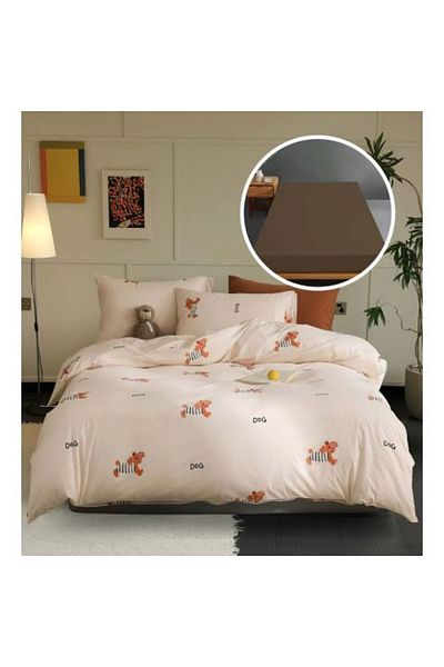 Ralex Lenjerie pat Tricot Bumbac 100% cu husă pentru saltea de 160/180 cm x 200 cm, pilotă 200 x 230 cm,