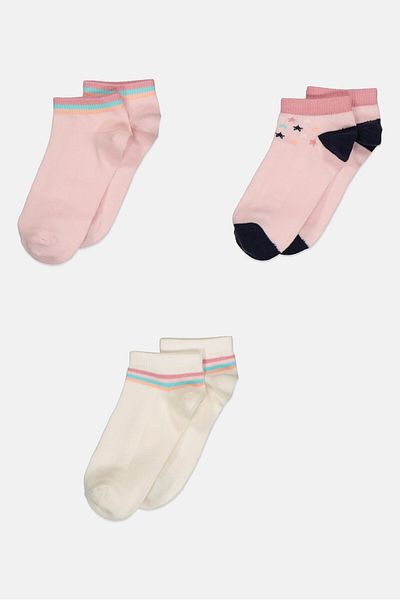 Bebe Kids Girl 3 Pairs Stripe Ankle Socks, Multicolor