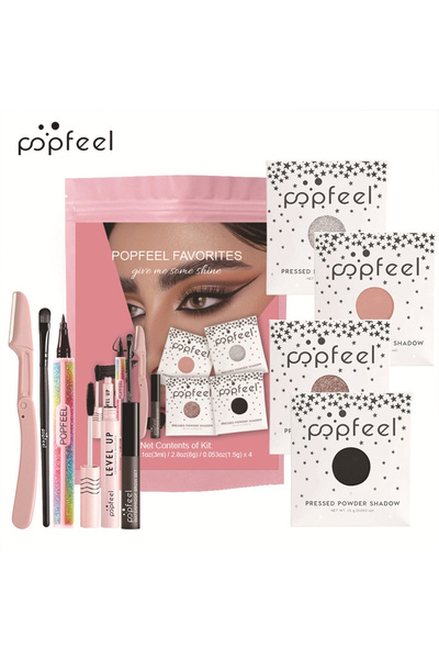 popfeel مجموعة مكياج شاملة للنساء، مجموعة مكياج عيون محمولة سهلة الاستخدام لل...
