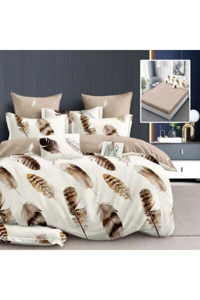 Ralex Double Bed Linen Finet Cotton 6 Pieces with Mattress Cover 160 x 200 or 180 x 200 cm, Duvet 200 x 23