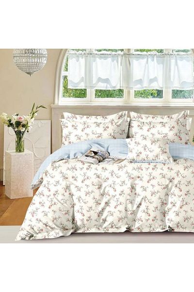Ralex Set de lenjerie de pat dublu extra mare, percale imprimat din bumbac 100%, 6 piese