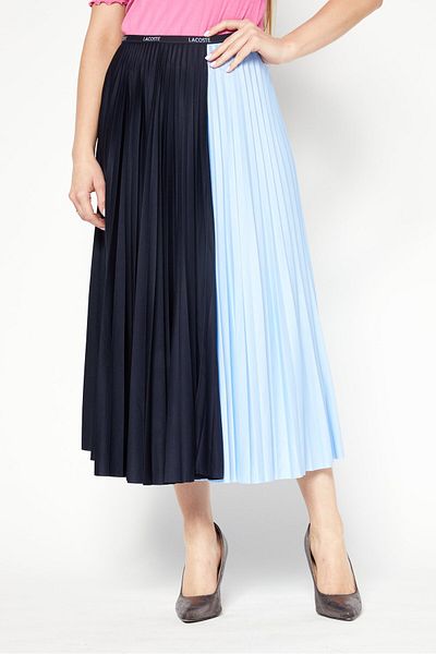 Lacoste Women Solid Midi Skirts, Blue Combo