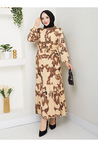DEDEMAX Patterned Dress - Cream -