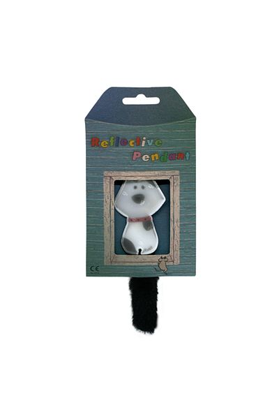 OEM Breloc reflectorizant, formă de câine, culoare gri, material plastic