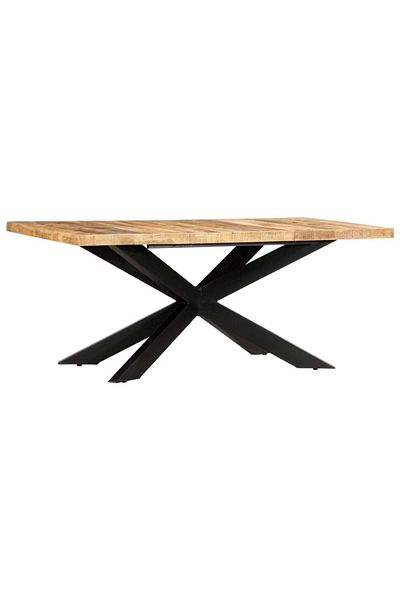 vidaxl طاولة طعام 180x90x76 سم من خشب المانجو الخام الصلب