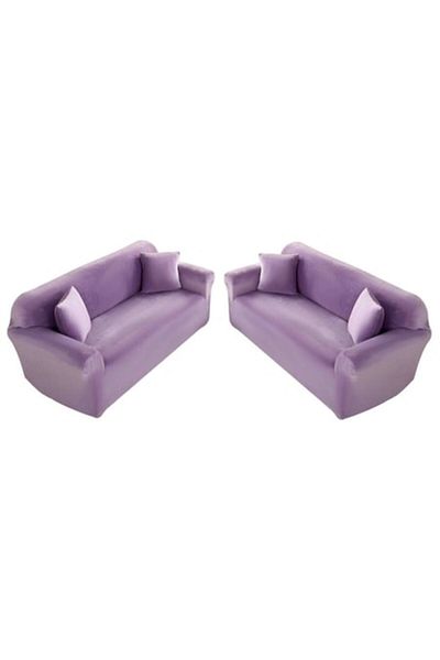 OEM Set 2 huse elastice pentru canapele din catifea, Uni, 130x180 cm, M-2 locuri, MS STAR@, violet