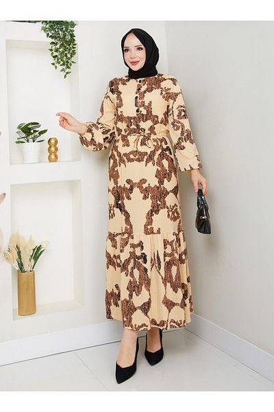 DEDEMAX Patterned Dress - Cream -