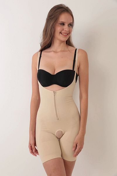 Beruflic Skin Rope Strap Network Part Open Zipper Full Length Women's Corset