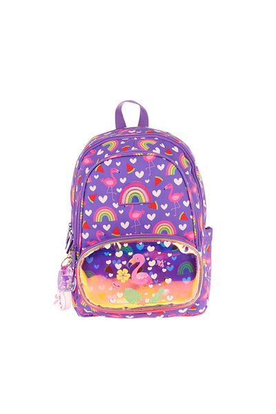 KAUKKO Rucsac de școală pentru copii cu trei ochi (fete) (broderie și imprimare flamingo) - L5226