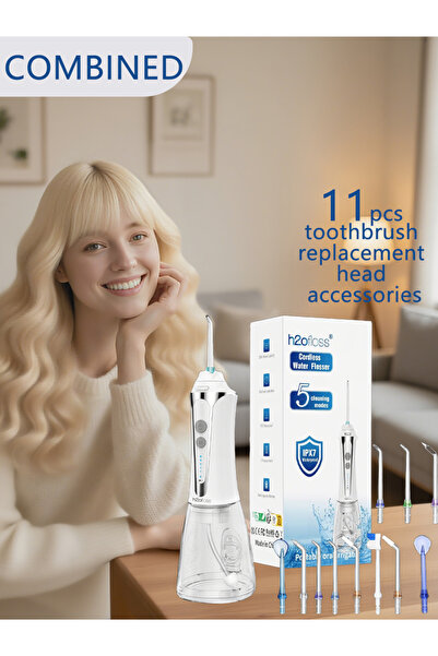 Youtrico جهاز تنظيف الأسنان بالماء H2ofloss + ملحقات (قطعتان)