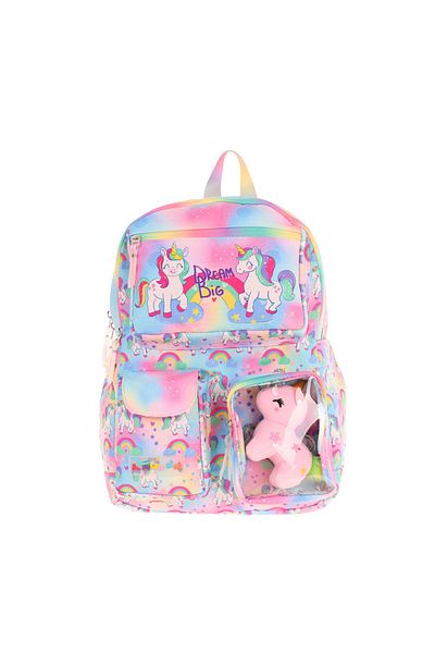KAUKKO Girl's Plush Unicorn Primary School Backpack - Pink