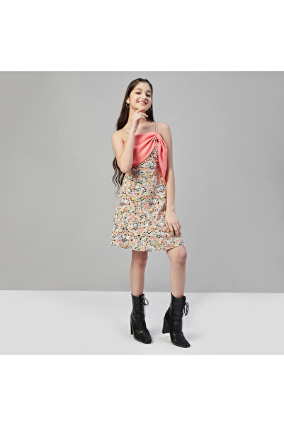 Stylo Bug By Styli Flower Print Tie-Up Detail Dress