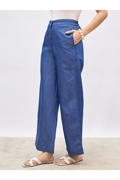 Styli Cotton Chambray Pants with Slip Pocket
