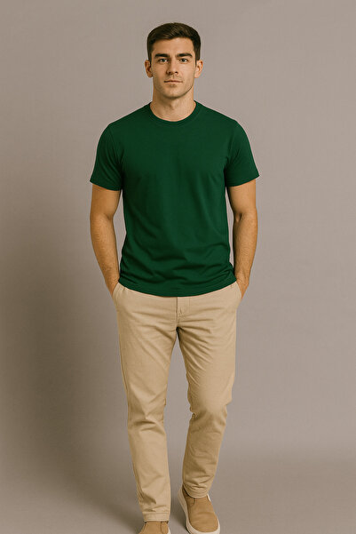 UOMOPARK 2020-2 Regular Fit 100% βαμβακερό μαύρο μπλουζάκι με λαιμόκοψη