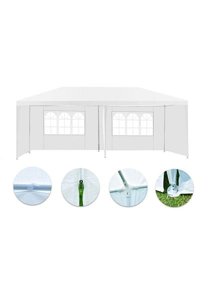 PROCART Garden tent 3x6 m, steel frame, waterproof canopy, side windows