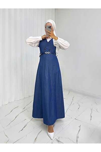 Modamorfo Τζιν Gilet με διπλό κουμπί -Indigo