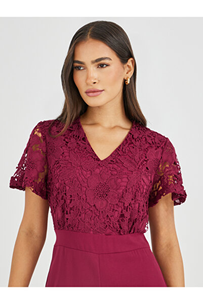 Styli Lace Insert Wide Leg Jumpsuit