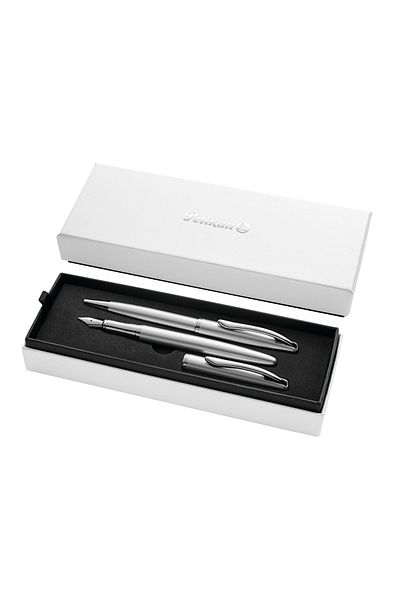 Pelikan Set stilou și stilou Jazz Noble Elegance K/P36, cutie cadou, culoare argintiu, material metal