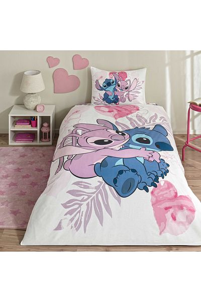 Taç Set de lenjerie de pat din bumbac Lilo&Stitch cu licență