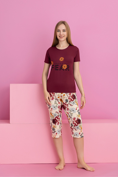 rindahomewear طقم بيجامة نسائي بأكمام قصيرة