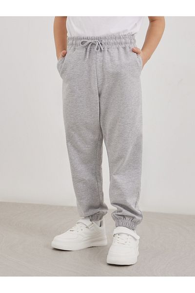 Styli Grey Cotton Cuffed Joggers with Pockets