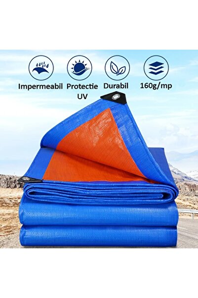 PROCART Waterproof tarpaulin, 160g/sqm, UV treated, 4x6m, polypropylene, orange, blue