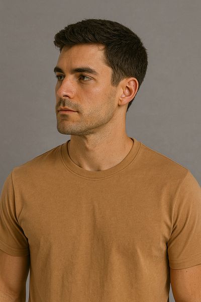 UOMOPARK 2020-2 Tricou casual cu decolteu negru, 100% bumbac, cu croiala normală