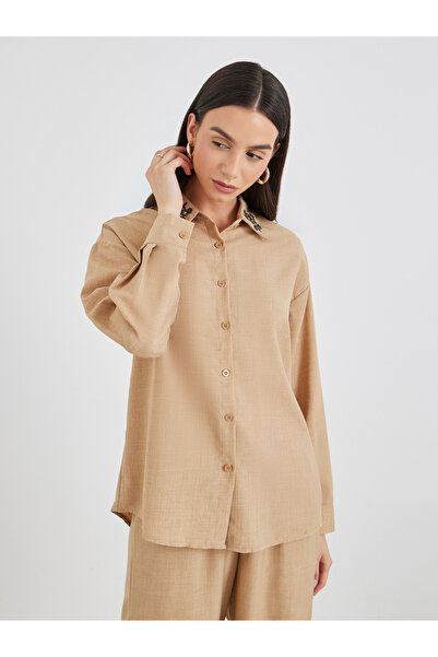 Styli Embroidered Collar Detail Shirt and Pants Co-Ords