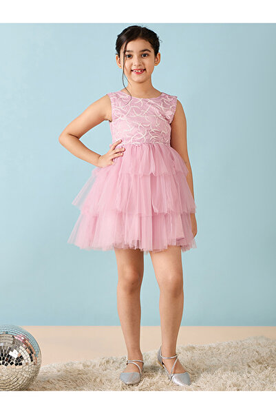 Stylo Bug By Styli Sleeveless Mesh Insert Tulle Dress