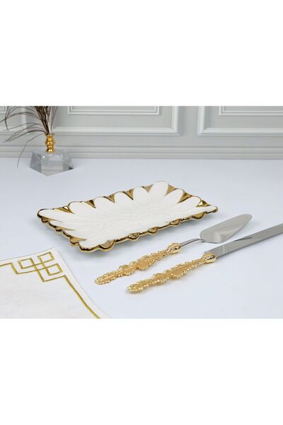 ROY KING FLORA GOLD DİKD.SUNUM TABAK 27*17 CM
