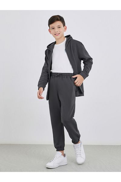 Styli Charcoal Solid Cuffed Joggers with Slip Pockets